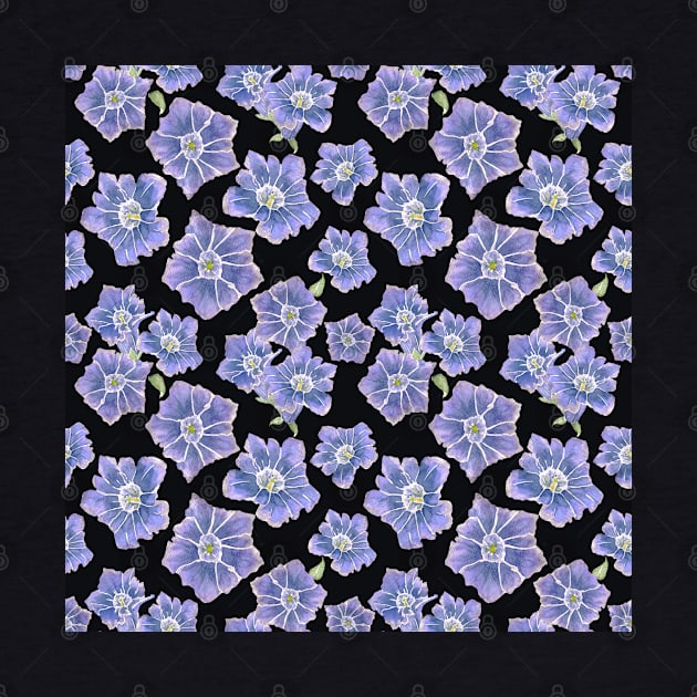 Violet Gentain Floral Pattern by paintingbetweenbooks